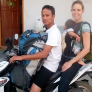 On a motorcycle backpacking Myanmar baby