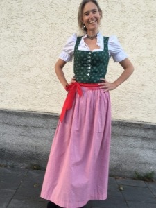 Nina Buschmann in Dirndl, Learn German via Skype